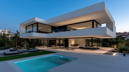 Modern, minimalist villa with a stunning infinity pool.  Spacious, contemporary architecture
