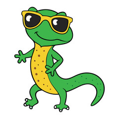 Obraz premium Cool gecko rocking stylish sunglasses, exuding confidence and charm. Its sleek body and playful pose make it the ultimate symbol of chill vibes and adventure.