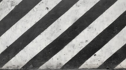 Fototapeta premium Black and White Diagonal Stripes on Asphalt Texture