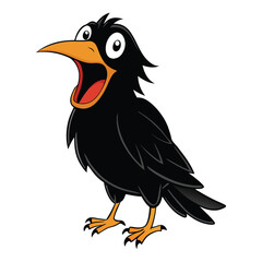 Obraz premium A bold black raven with its beak wide open, showcasing sharp details in its feathers and an intense gaze, exuding mystery, intelligence, and a hint of ominous presence.