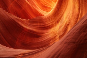 Smooth, swirling red rock formations inside a canyon.