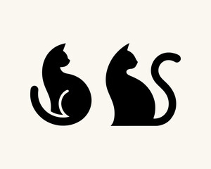 Silhouette black cat logo design icon