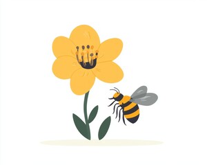 Obraz premium Bee and flower lollipop on white background