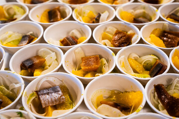 Finger food with fish and fennel for aperitif and buffet