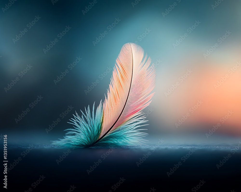 Poster delicate feather in soft light