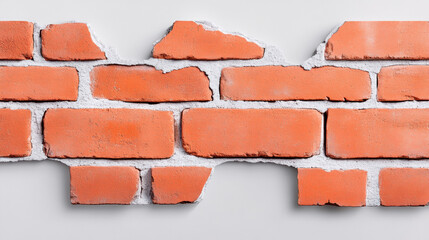 Obraz premium Brick wall Background, A weathered brick wall with chipped edges, showcasing an aged appearance and high fidelity detail.