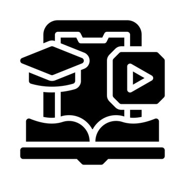 e learning platform glyph icon