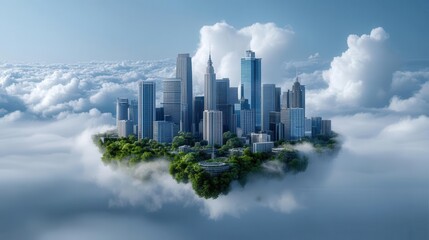 Fototapeta premium A futuristic city floating above the clouds.