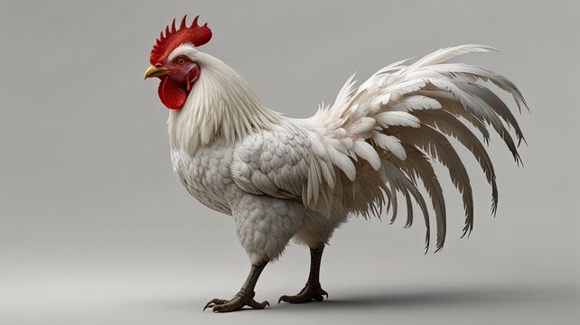 White Rooster . Isolated on Transparent Background - Powered by Adobe
