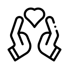 heart hands line icon