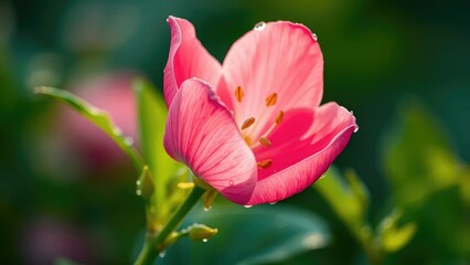 Fototapeta premium Delicate petals of fuengfah flower unfurl in morning dew, bloom, blooming