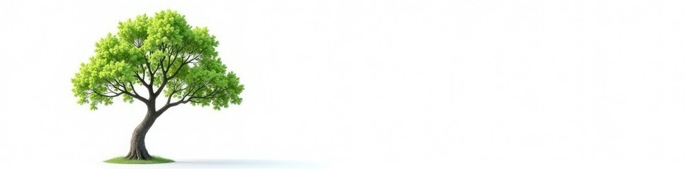 Obraz premium Single isolated tree branch on white background, nature, green