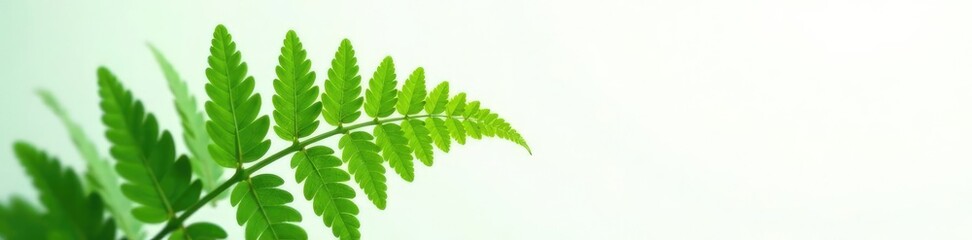 Obraz premium Single large fern frond against crisp white backdrop, foliage, closeup