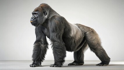 Fototapeta premium Gorilla in full view on studio background