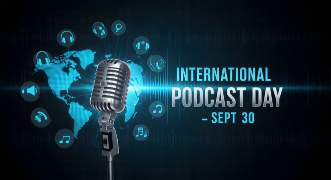 Retro Microphone Celebrates International Podcast Day on September 30 - Powered by Adobe