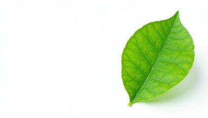 Single leaf isolated on white background with veins, plant life, foliage