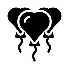 heart balloon glyph icon