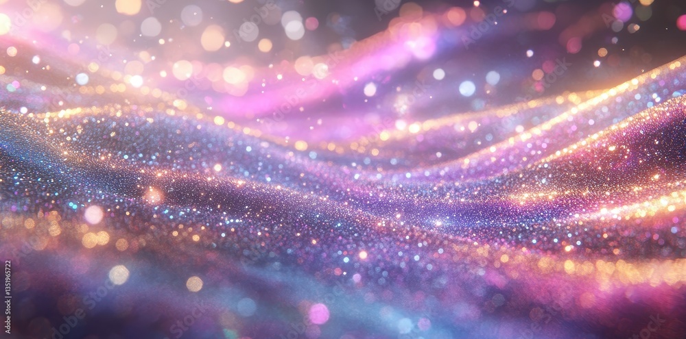 Poster sparkling ethereal waves with bokeh and soft gradient colors create beauty