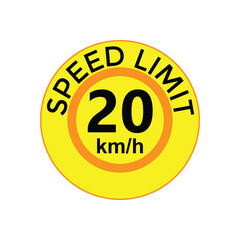 Speed limit 20 kmh Sticker  vector art illustration work