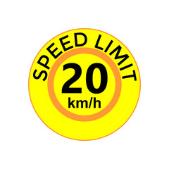 Speed limit 20 kmh Sticker  vector art illustration work