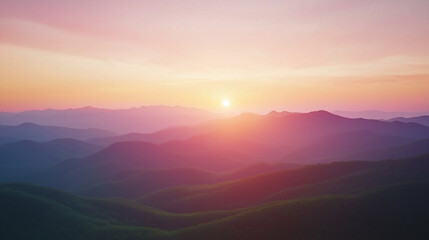 Fototapeta premium Minimalistic Sunrise Over Foggy Mountain Valleys 