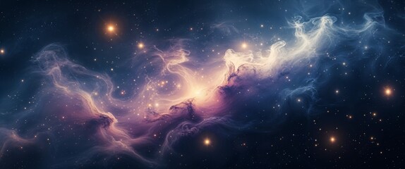 Fototapeta premium Cosmic nebula mist with glowing light particles