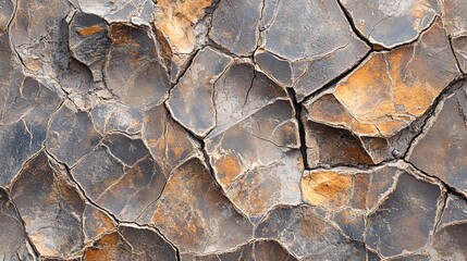 Fototapeta premium Cracked rock surface texture, desert landscape background, geological formation