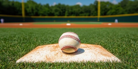 Baseball game action at field sports photography vibrant grass environment close-up viewpoint