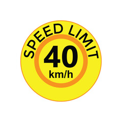 Speed limit 40 kmh Sticker  vector art illustration work
