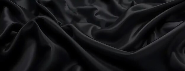 Fototapeta premium Elegant texture of dark silky fabric with soft folds and luxurious feel