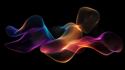 Abstract colorful fractal background with smoke and flowing waves in shades of blue, purple, and black, creating a smooth and dynamic pattern