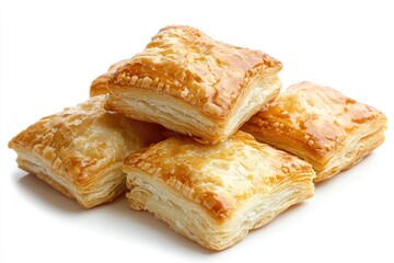 Golden-brown, crispy puff pastry squares.  A delicious bite-sized treat, perfect for an appetizer or snack
