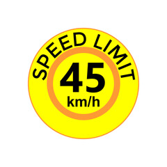 Speed limit 45 kmh Sticker  vector art illustration work