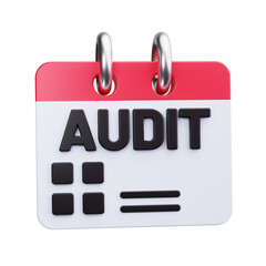 Audit calendar 3d render icons