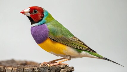 Gouldian Finch in full view on studio background
