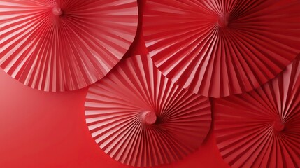 Abstract Red Paper Umbrellas, Minimalist Design, Background, Decorative