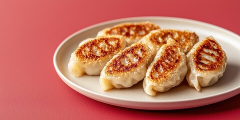 Deliciously grilled dumplings asian cuisine food photography vibrant background close-up culinary art
