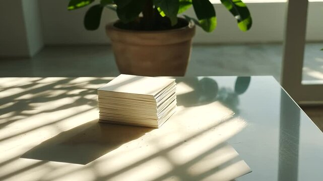 Business Card Stack Growth Symbolizing Scalability in Modern Office