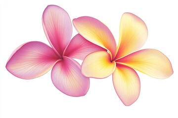 Naklejka premium Delicate pink and yellow plumeria flowers