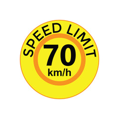 Speed limit 70 kmh Sticker  vector art illustration work