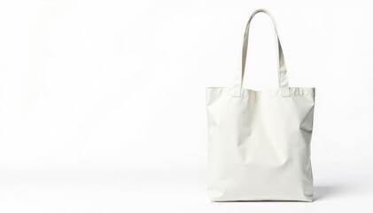 A white cotton tote bag with handles, isolated on white , shopping bag, cotton bag, handles