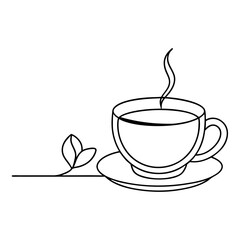 A steaming cup of coffee and tea with an icon-style design