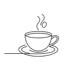 A steaming cup of coffee and tea with an icon-style design