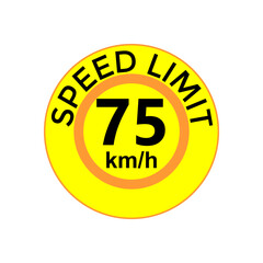 Speed limit 75 kmh Sticker  vector art illustration work
