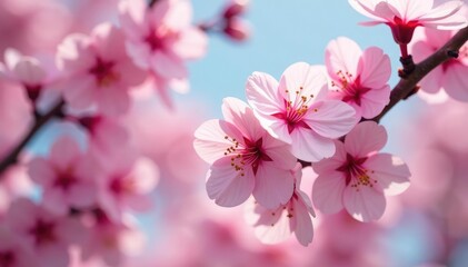 Obraz premium Delicate pink sakura blossoms, full bloom, soft petals , japanese pattern, flower pattern
