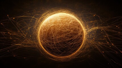 Glowing Sphere with Dynamic Energy Swirls in Dark Backgrounds