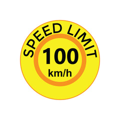 Speed limit 100 kmh Sticker  vector art illustration work