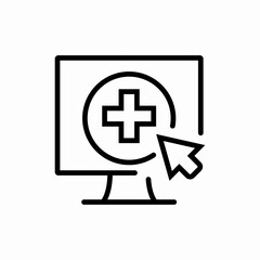 Computer medical cross icon vector sign