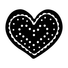 Gingerbread heart silhouette illustration isolated on a transparent background