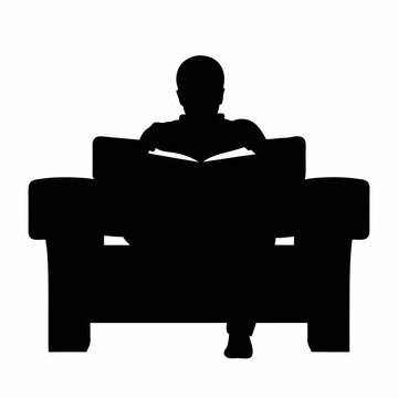 recommend clip art: Silhouette of a person reading book sitting in a sofa